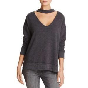 Joe's The Sofie Choker Cutout Neck Sweatshirt Gray